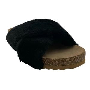 VINCE CAMUTO MAYBERLA FAUX FUR SLIDE SANDALS IN BLACK - BRAND NEW IN BOX!